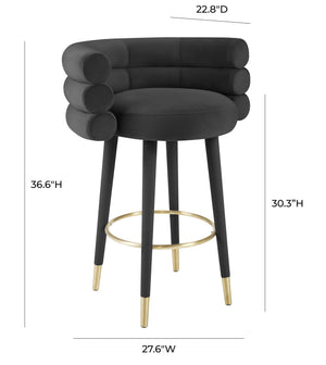 Betty Black Velvet Barstool