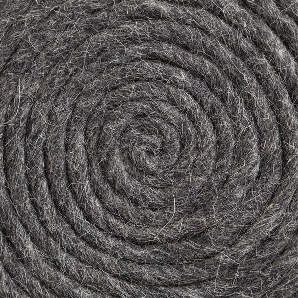 Allium Dark Gray Handwoven Wool Cylindrical Pouf