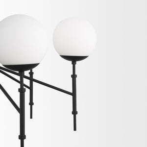 Edie Matte Black Metal w/ Frosted Glass Globes 6-Light Chandelier