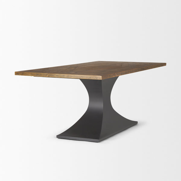 Maxton II 79x39 Rectangular Brown Solid Wood Top Dark Gunmetal Base Dining Table
