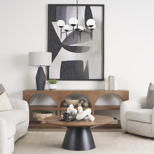 Edie Matte Black Metal w/ Frosted Glass Globes 6-Light Chandelier