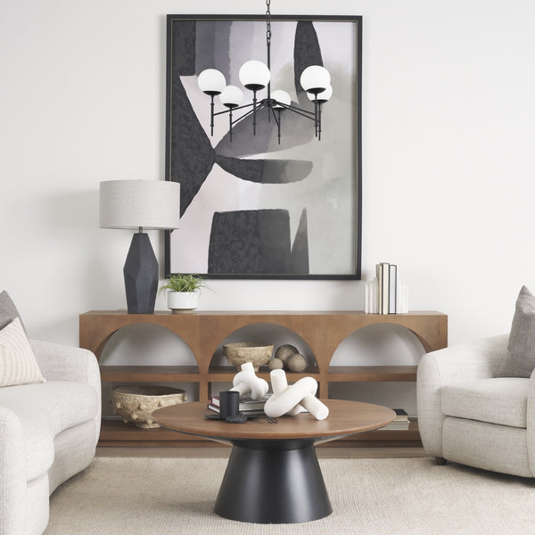 Edie Matte Black Metal w/ Frosted Glass Globes 6-Light Chandelier