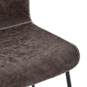 Jayden KD PU Low Back Counter Stool, Vintage Coffee Brown