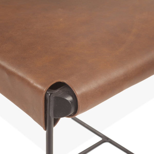 New York 17" Buffalo Leather and Iron Dining Chair, Brown