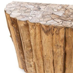 Norwest Solid Wood Console Table with Petrified Stone Top