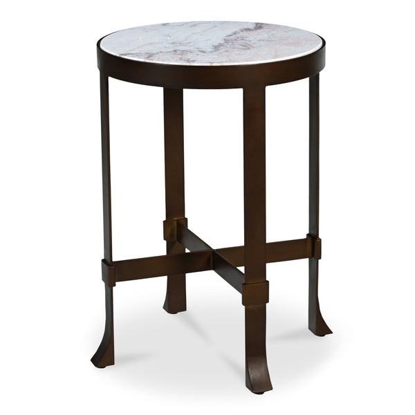 Moe's Holli Side Table White Marble with Bronze Frame
