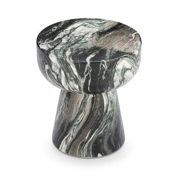 Merz Green Outdoor Round Stool with Marble Design