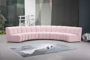 Lynda 5pc. Modular Sectional In Pink Velvet