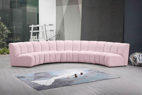 Lynda 5pc. Modular Sectional In Pink Velvet