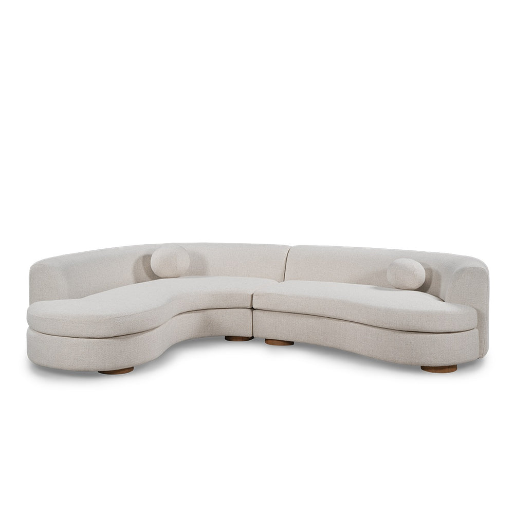 Concord Upholstered Sectional with Curved Silhouette - Ivory