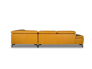 CAMELLO Leather Sectional in CAMEL leather/blk PC legs w/full