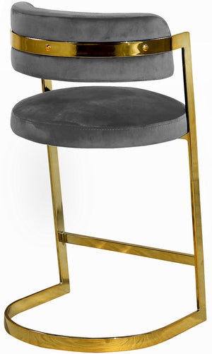 Evelyn Stool In Grey Velvet