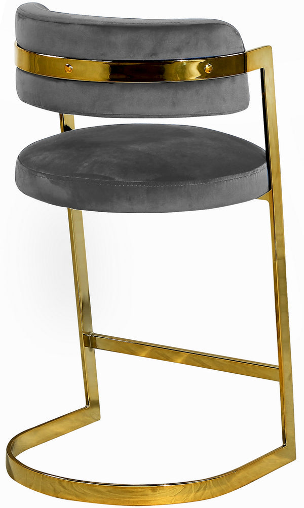 Evelyn Stool In Grey Velvet