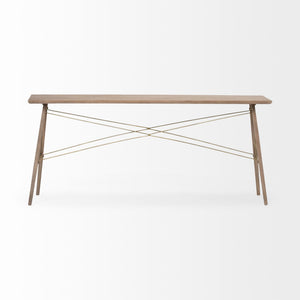 Kirby I 66L x 16W Brown Wooden Cross Braced Console Table