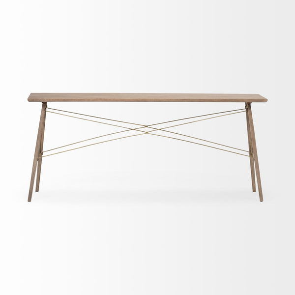 Kirby I 66L x 16W Brown Wooden Cross Braced Console Table