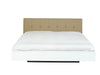 Floating modern Queen Bed - Tan Upholstery, White