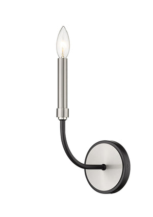 Haylie 1 Light Wall Sconce in Matte Black + Brushed Nickel Finish
