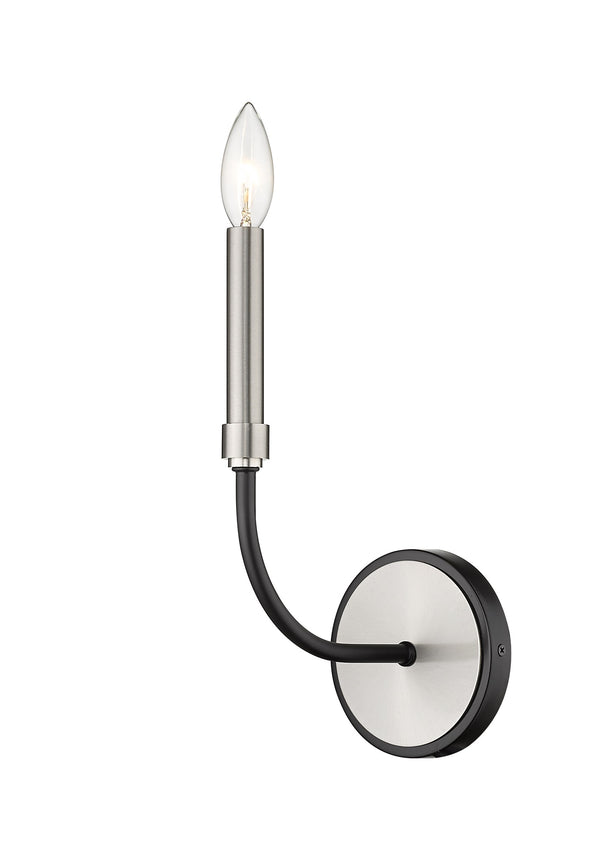 Haylie 1 Light Wall Sconce in Matte Black + Brushed Nickel Finish
