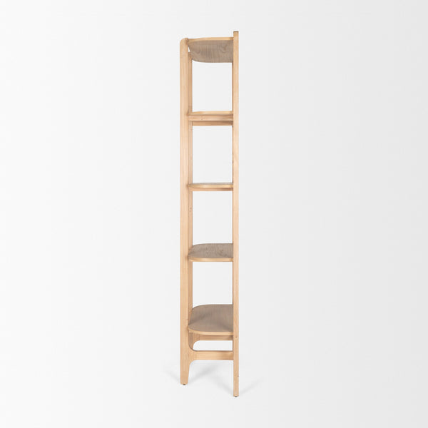 Taylin Light Brown Solid Wood Open Bookshelf