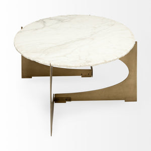 Reinhold 48x30 Oval Marble Top Gold Metal Base Coffee Table