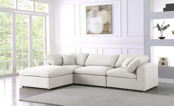 Carmen Cloud Modular Sectional In Cream Linen Fabric