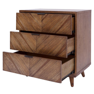 Piero Chevron Chest 3 Drawers In Monterey Brown