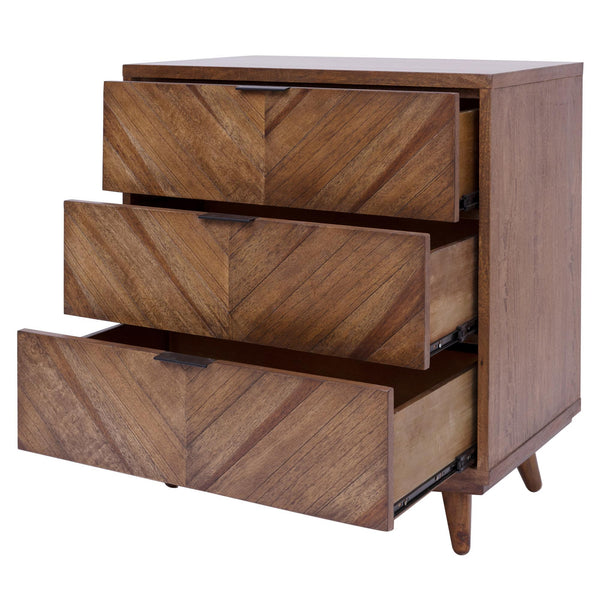 Piero Chevron Chest 3 Drawers In Monterey Brown