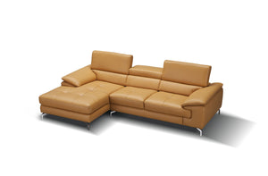 Jett Italian Leather Mini Sectional Left Facing Chaise in Freesia