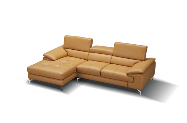 Jett Italian Leather Mini Sectional Left Facing Chaise in Freesia