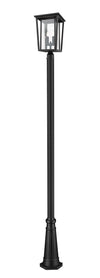 Seoul 2 Light Outdoor Post Mounted Fixture in Black Finish