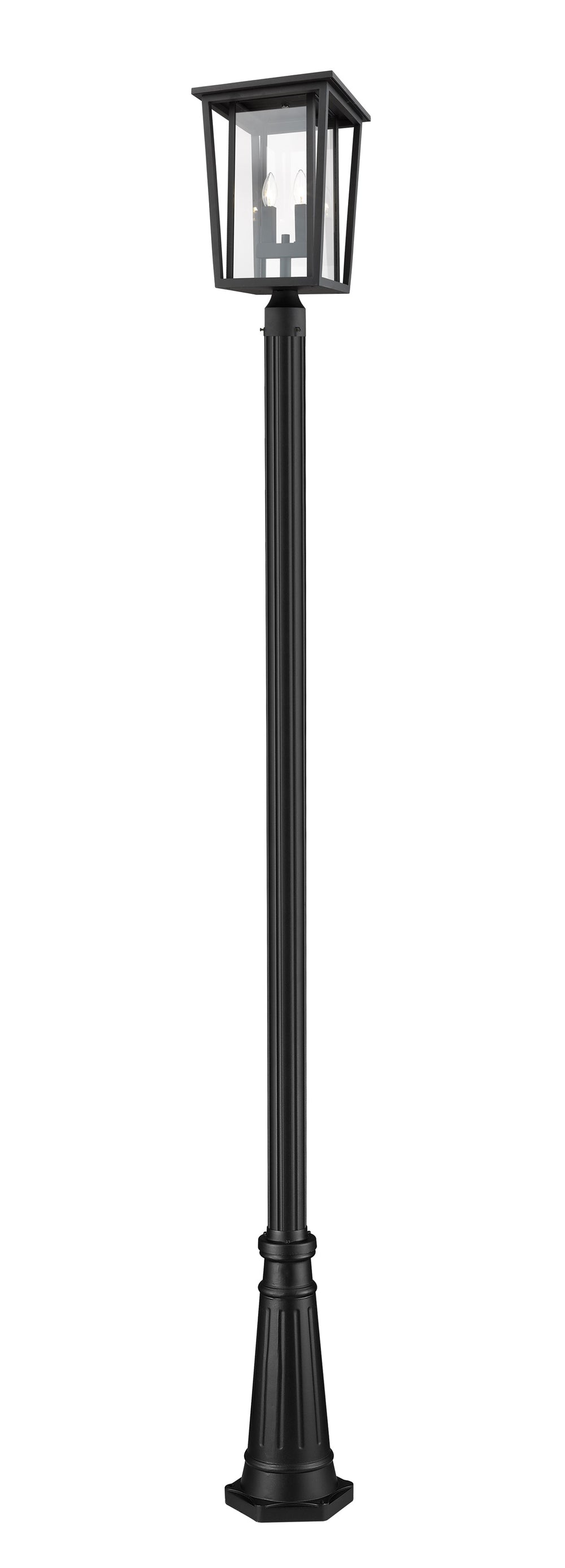 Seoul 2 Light Outdoor Post Mounted Fixture in Black Finish