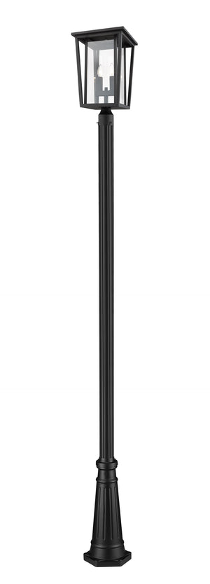 Seoul 2 Light Outdoor Post Mounted Fixture in Black Finish
