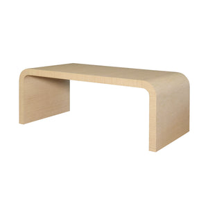 WATERFALL EDGE COFFEE TABLE IN NATURAL GRASSCLOTH