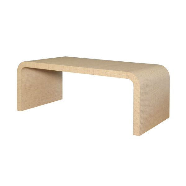 WATERFALL EDGE COFFEE TABLE IN NATURAL GRASSCLOTH