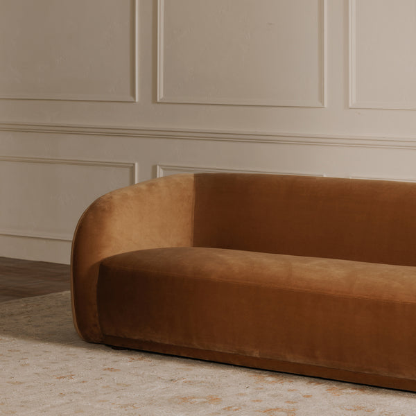 Moe's Faye Sofa in Tan Faux Mohair