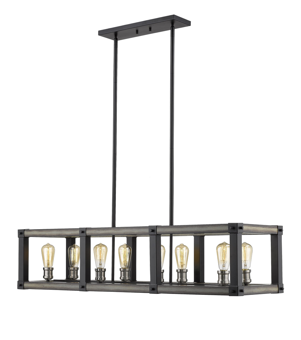 Kirkland 8 Light Island/Billiard in Ashen Barnboard Finish