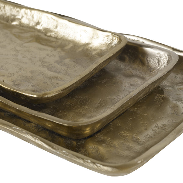 Artisan Antique Gold Trays, S/3
