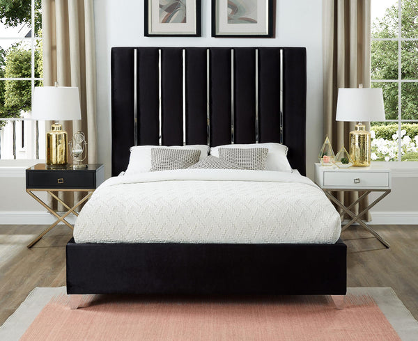 Donnie King Bed In Black Velvet