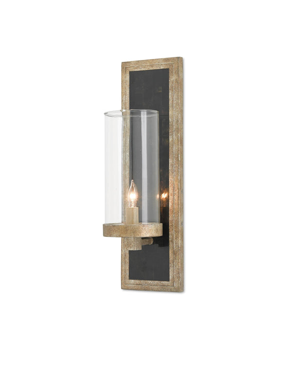 Charade Silver Wall Sconce In Antique Silver Leaf & Black Penshell Crackle