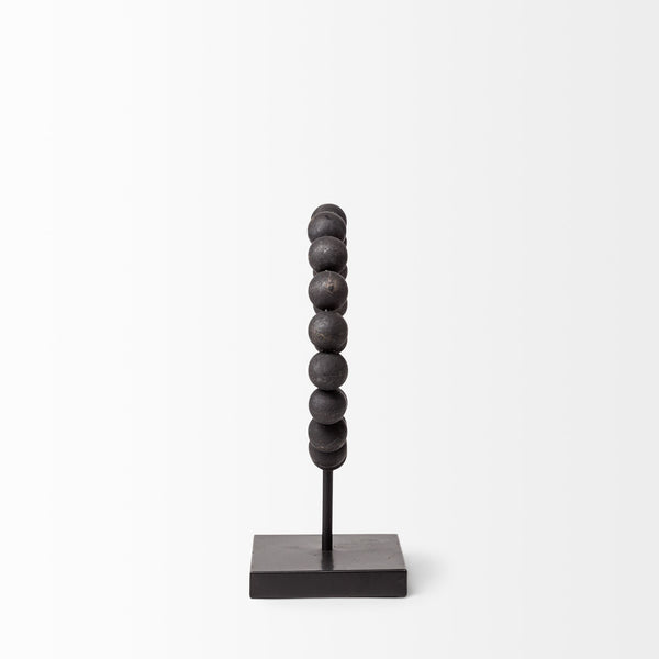 Tulane I (Small) 9L x 5W Black Beaded Broken Sphere Decorative Object