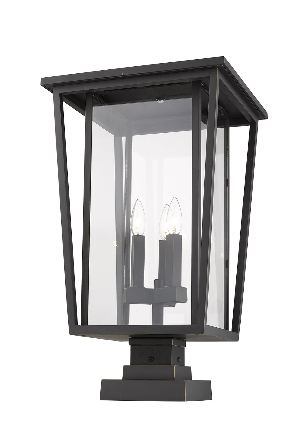 Seoul 3 Light Outdoor Pier Mounted Fixture in Oil Rubbed Bronze Finish