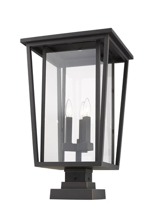 Seoul 3 Light Outdoor Pier Mounted Fixture in Oil Rubbed Bronze Finish