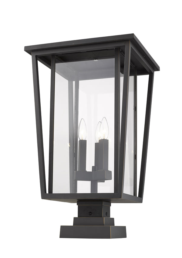 Seoul 3 Light Outdoor Pier Mounted Fixture in Oil Rubbed Bronze Finish