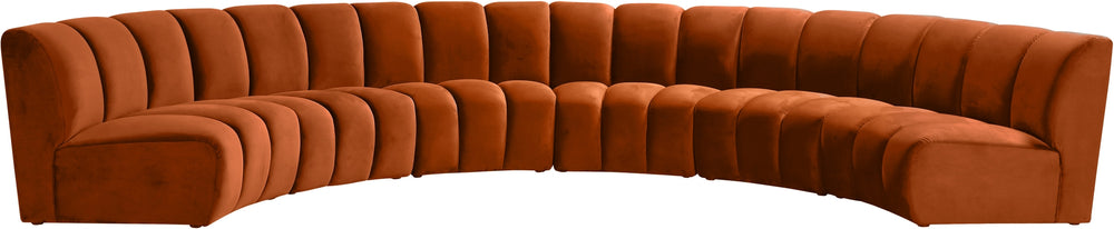 Lynda 6pc. Modular Sectional In Cognac Velvet