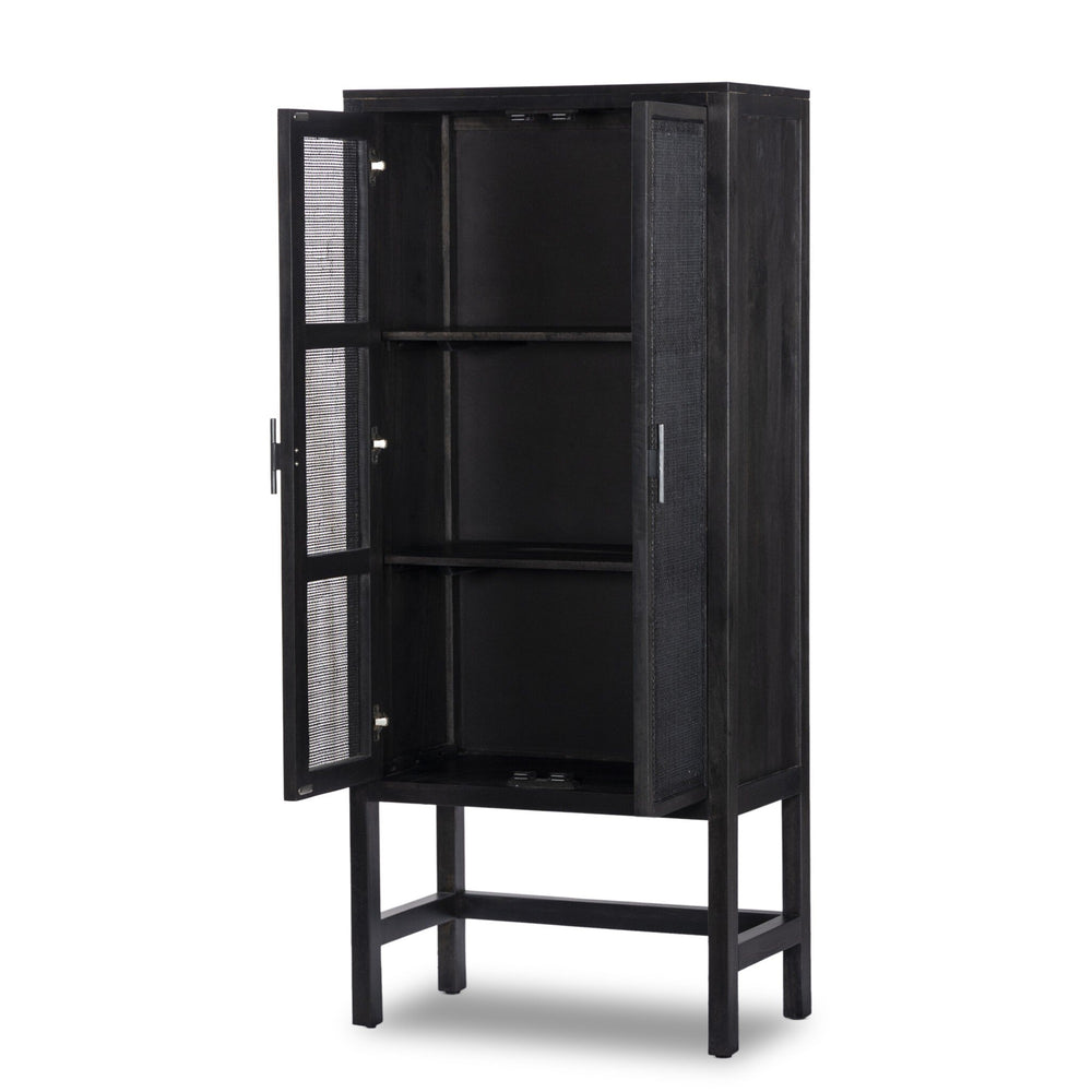 Caprice Narrow Cabinet - Black Natural Cane