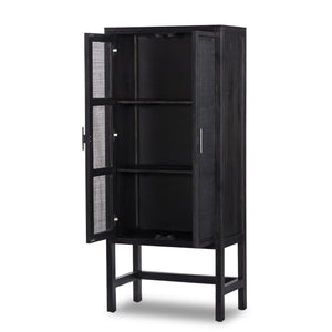 Caprice Narrow Cabinet - Black Natural Cane