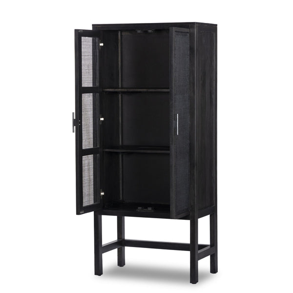 Caprice Narrow Cabinet - Black Natural Cane
