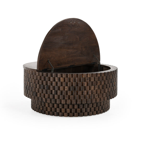 Norwood Solid Wood Round Coffee Table with Storage