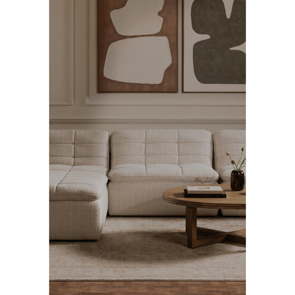 Moe's Lino Ottoman in Textured Oat