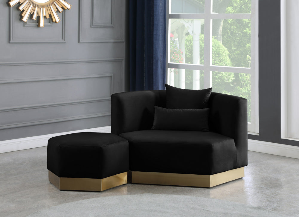 Dianna Ottoman In Black Velvet